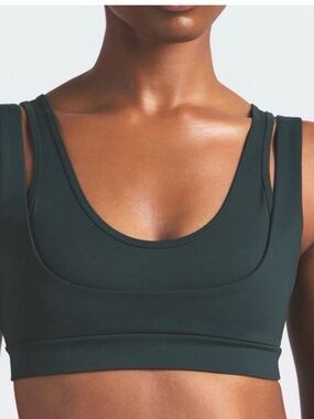 SKIMS Deep Green Double-Strap Scoop Sports Bralette